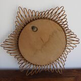 Old rattan star witch mirror vintage design 50s 60s