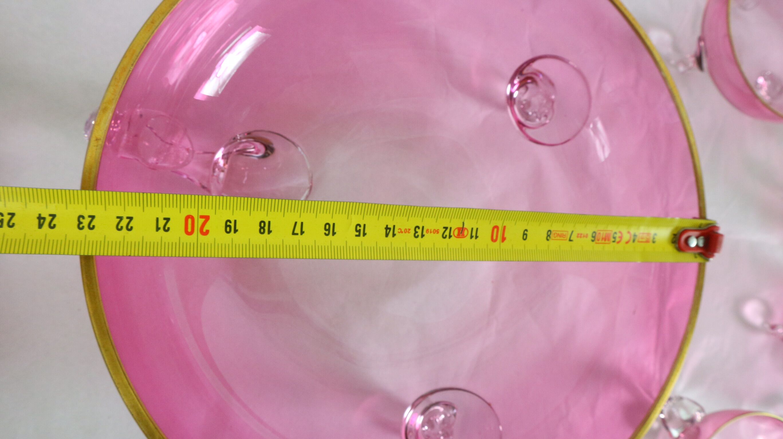 Vintage glasses service cup pink for 7 with service bowl