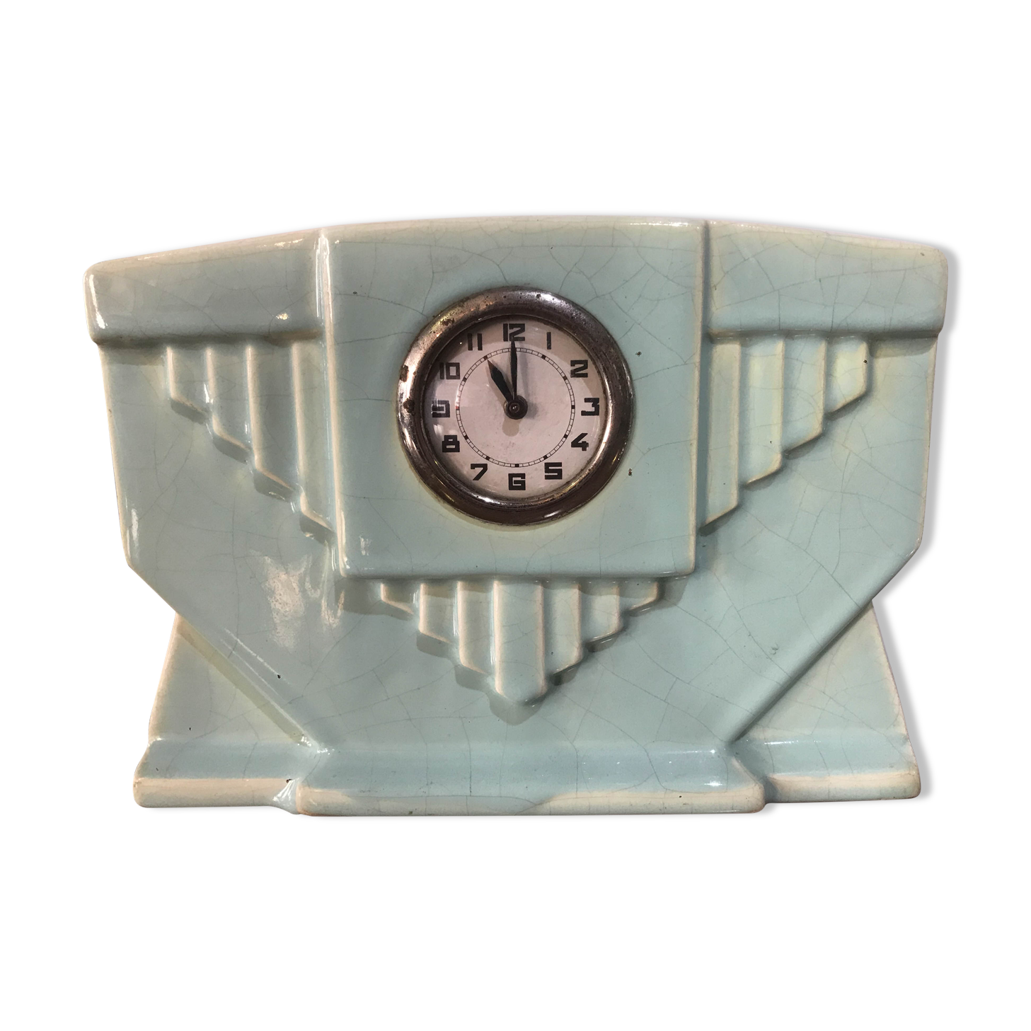 Art Deco sky blue earthenware pendulum