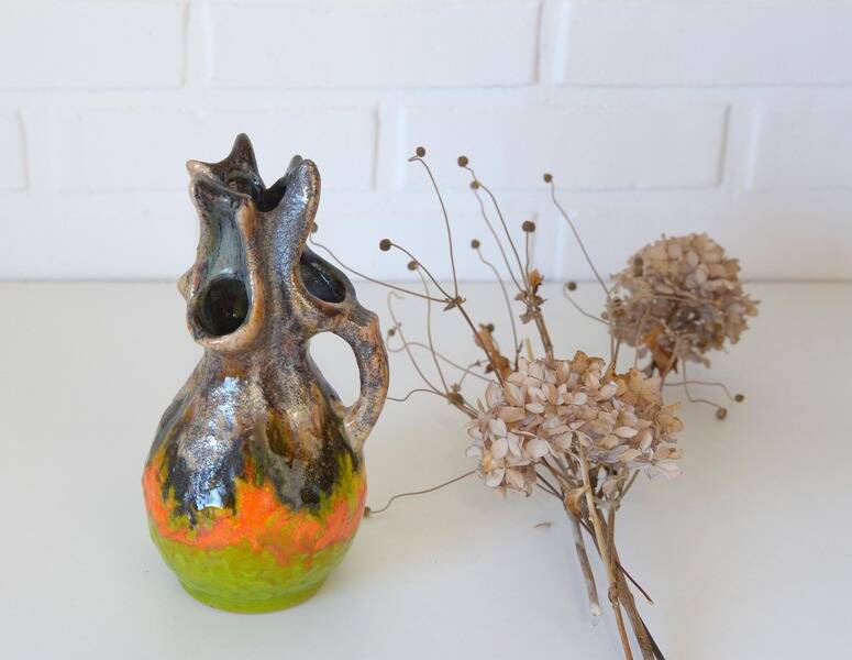 Vintage Wabi Sabi Ceramic Vase: West Germany 1970s Walther Gerhards