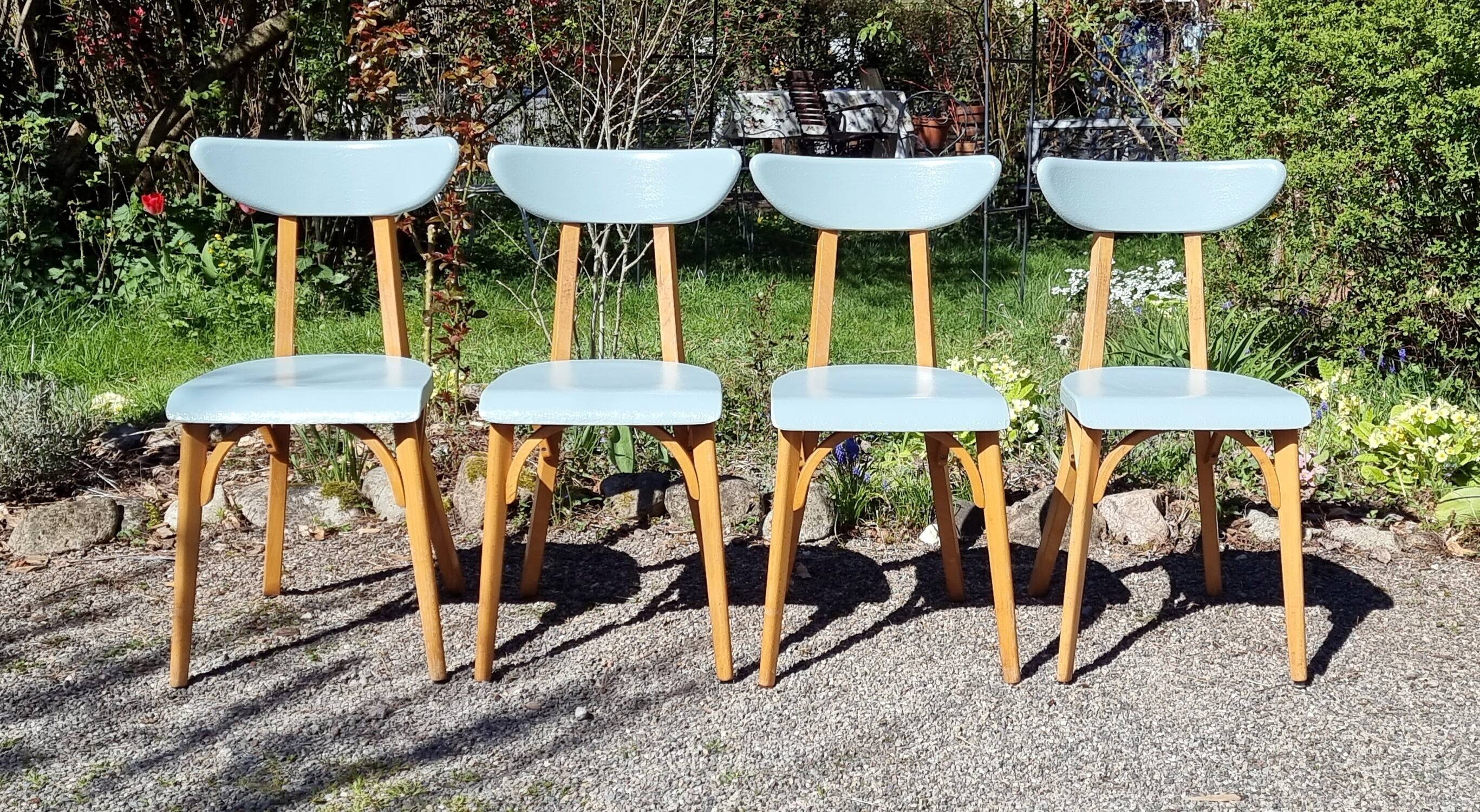 Set of 4 Luterma banana model bistro chairs from the 1960s.