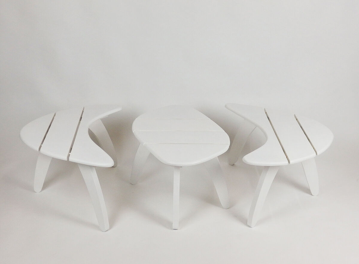 Three garden coffee tables by Huguonnet