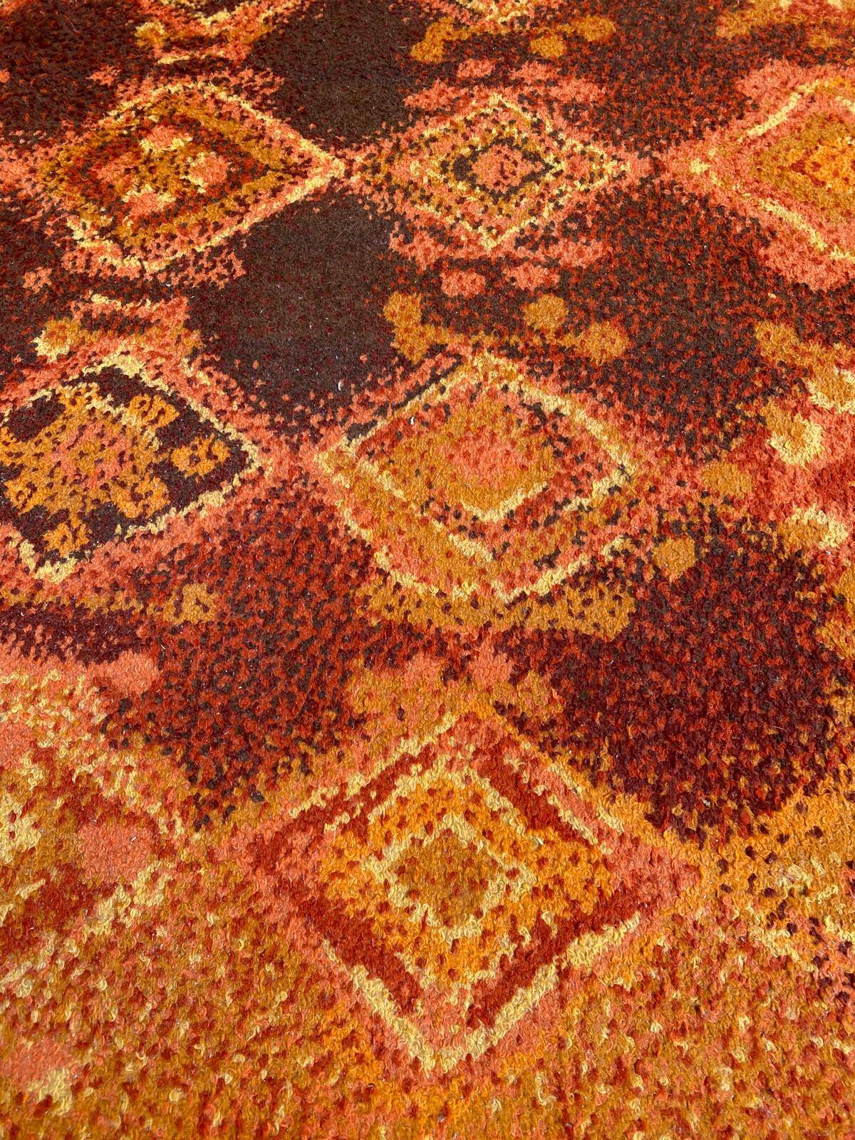 Large vintage shaggy carpet DESSO Menuette 200x300 cm orange & brown 1970