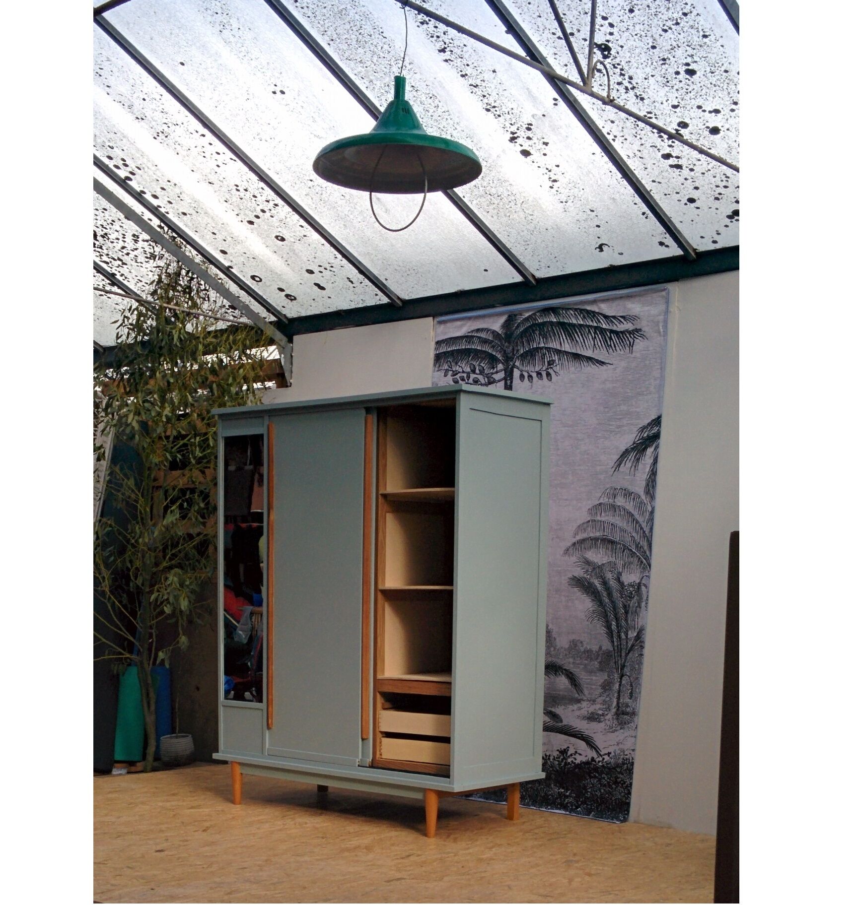 Vintage wardrobe with sliding doors