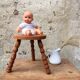 Tabouret de ferme tripode en bois tourné