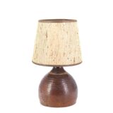 Handcrafted ceramic lamp signed, beige lampshade
