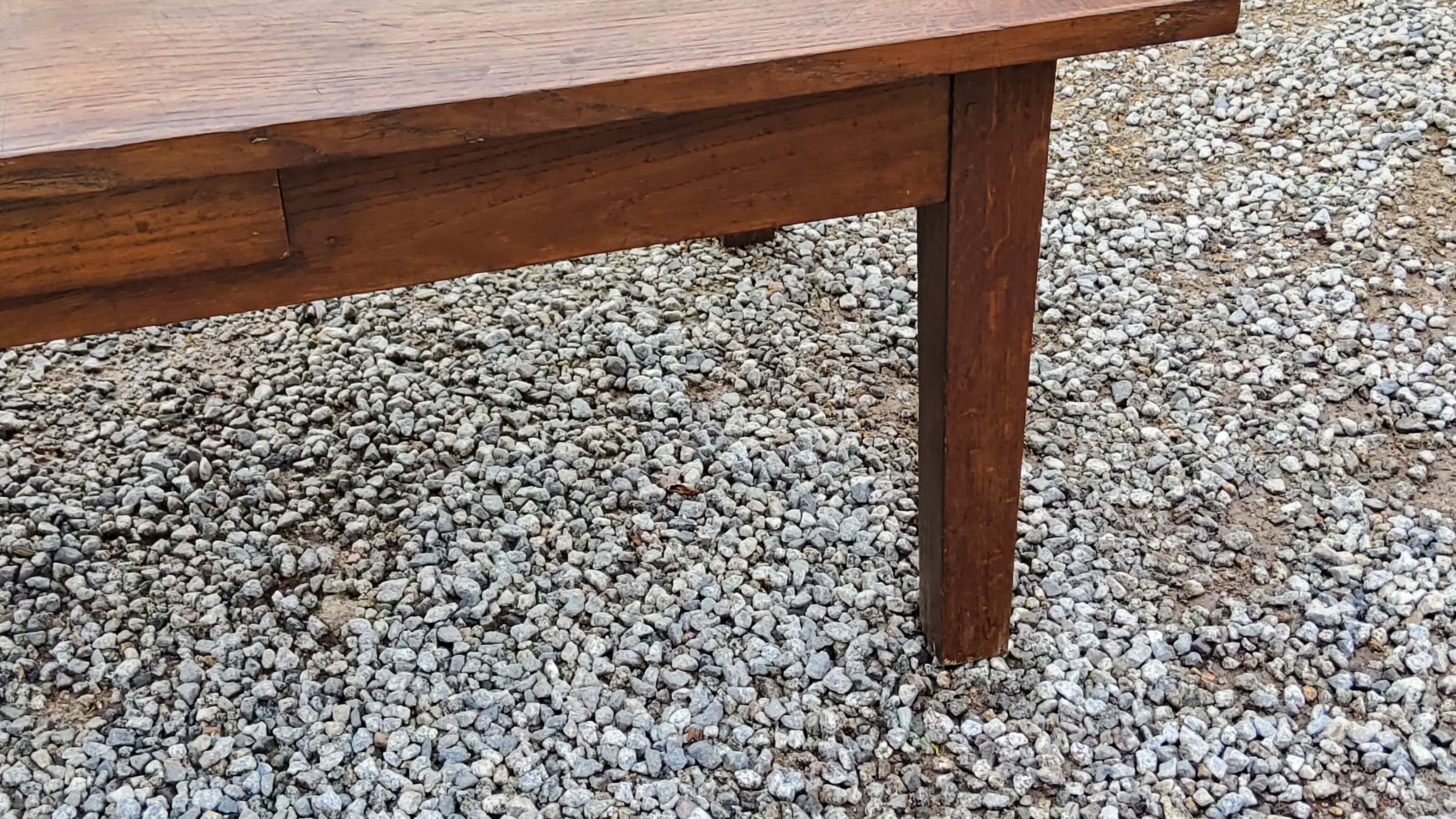 Oak farmhouse coffee table nineteenth century 1 drawer feet bobbins 149cm