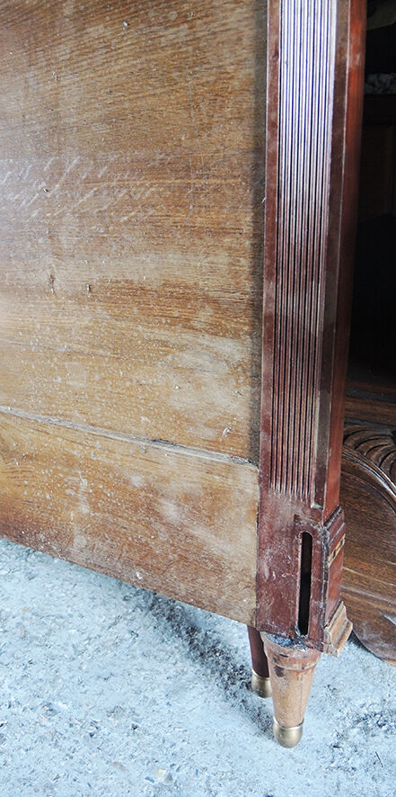 Bed frame double wood  inlay vintage