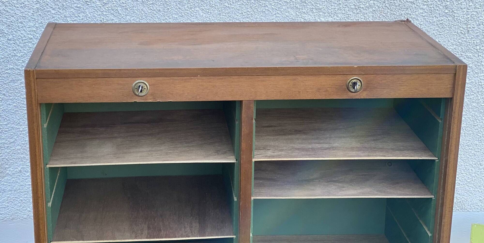 Meuble classeur à rideaux 2 portes vintage 1980
