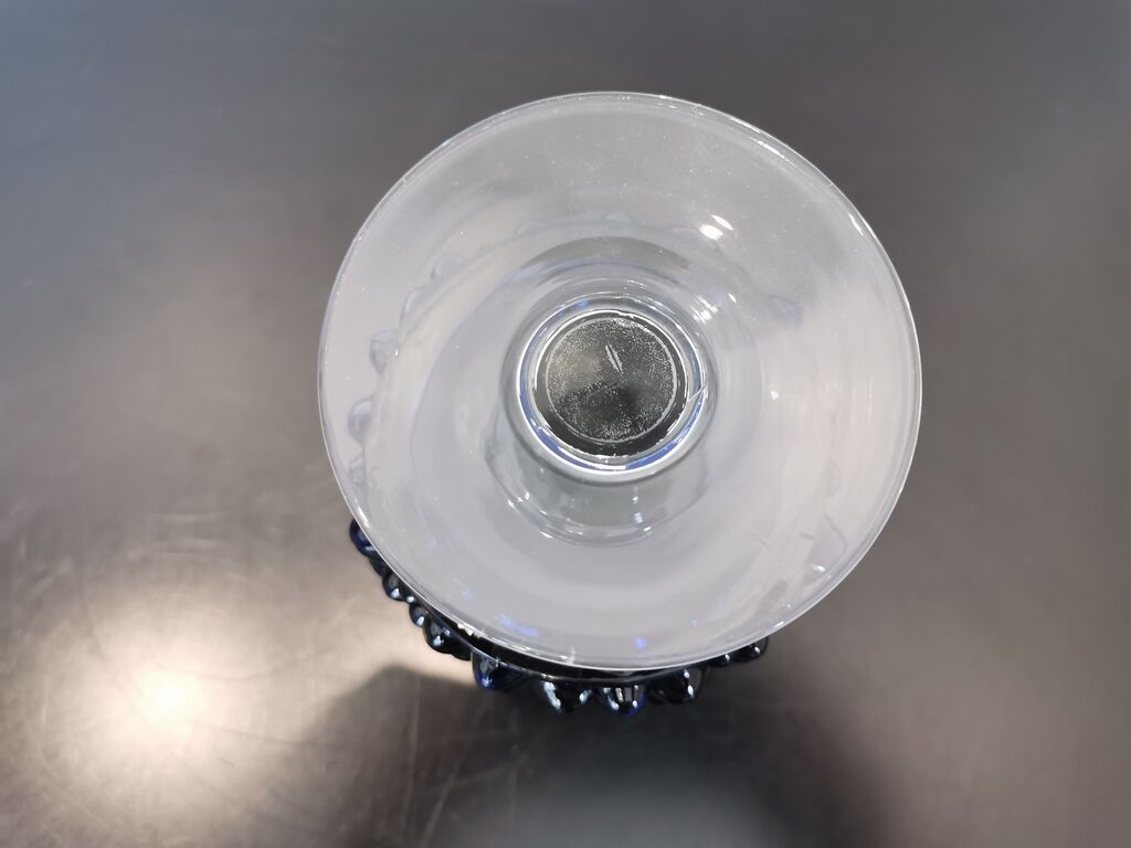 Vintage blue glass candlestick