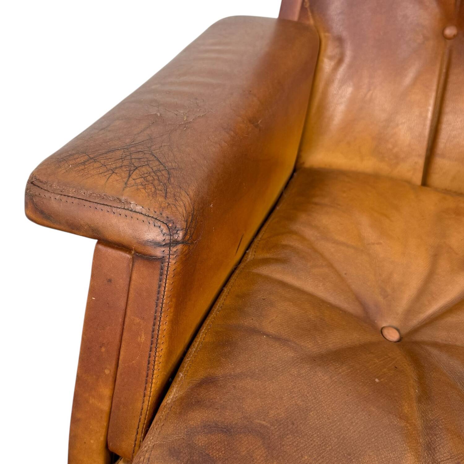 Paire de fauteuils pivotants vintage en cuir cognac par Eugen Schmidt