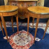 Pair of Louis XVI Directoi style pedestal tables, bouillotte tables