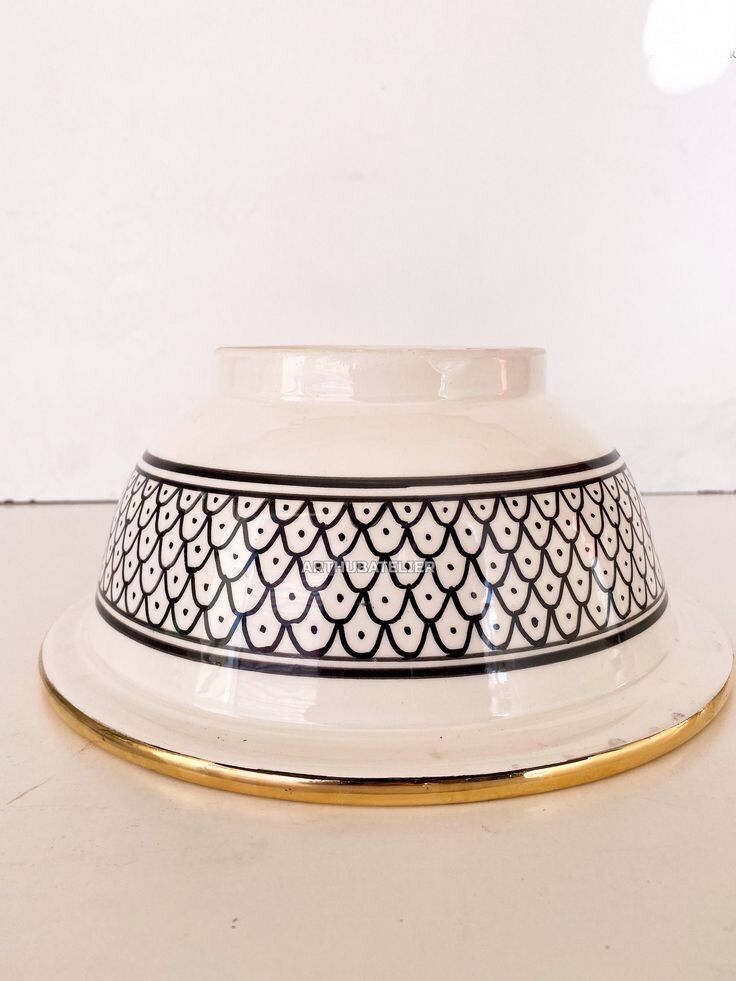 Moroccan ceramic Sink 100% handcrafted with Gold Brass