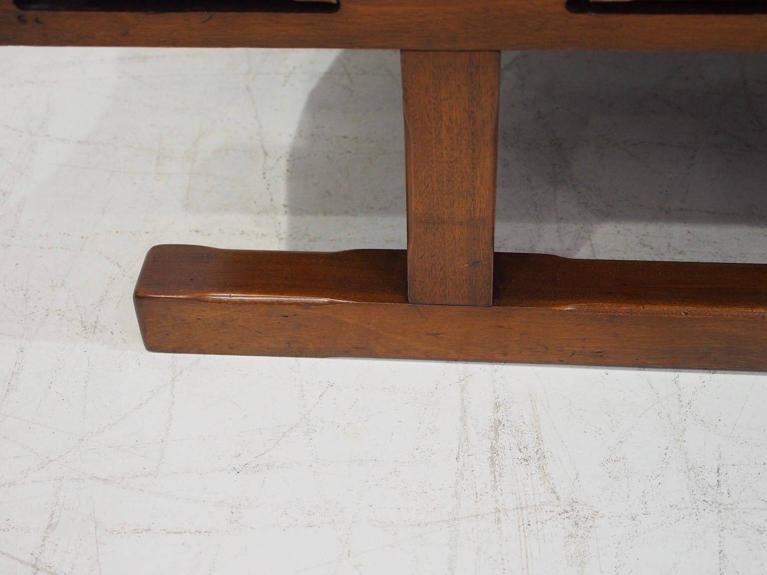 20th-century leather and Brazilian hardwood sofa, Brown