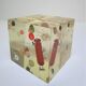Paperweight sculpture block resin inclusions sewing design 70s