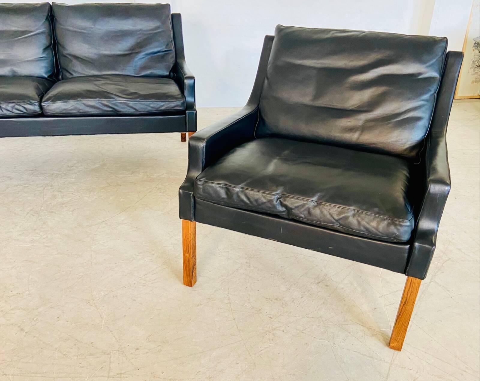Vintage retro Danish mid-century G. Thams 2 person sofa & chair set