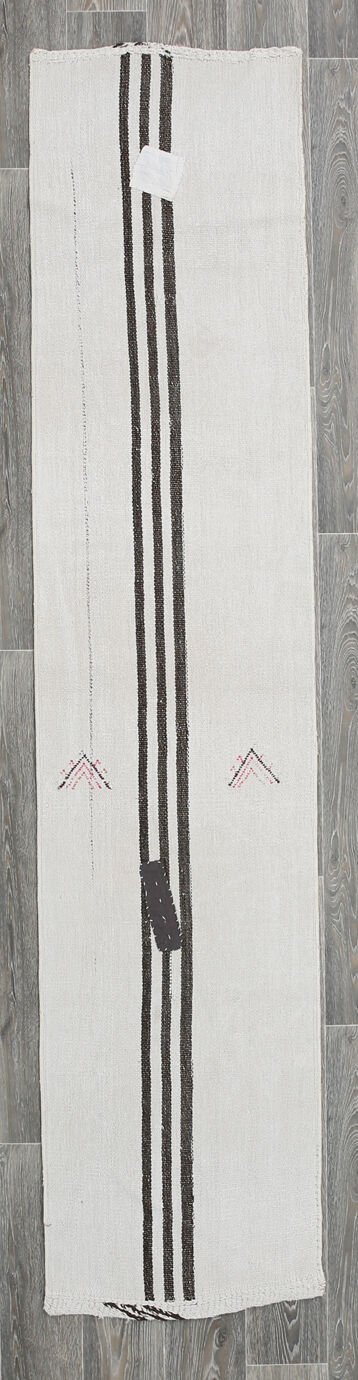 2x8 white brown hemp runner rug 57x260cm