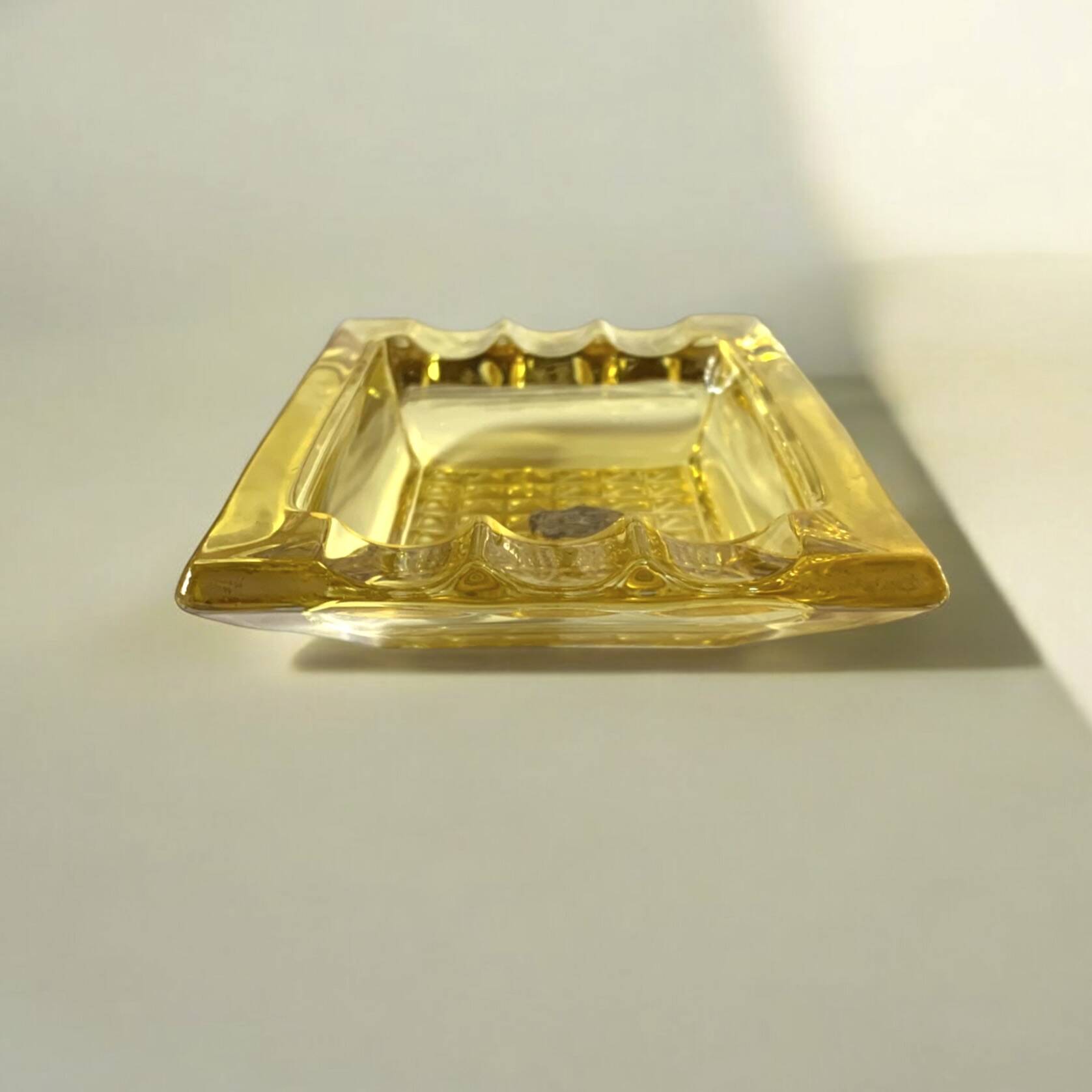 Vintage Walther yellow glass ashtray