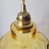Amber faceted glass pendant light