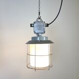 Vintage Industrial Aluminium Lamp with Milk Glass, 1970s