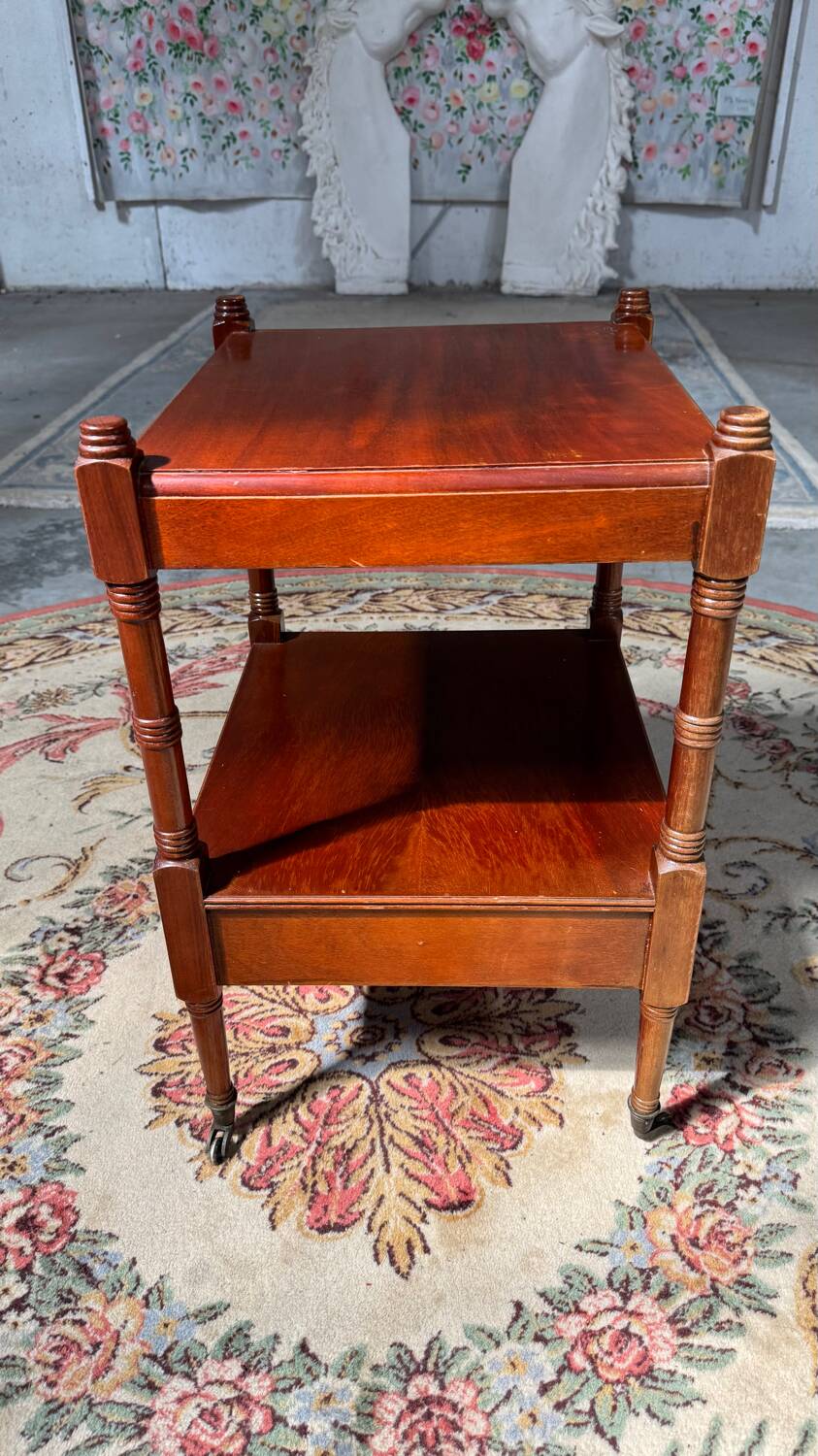 Antique mahogany rolling trolley