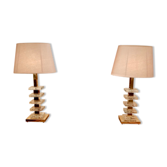 Pair of Harlequin glass lamps Murano, 20th century