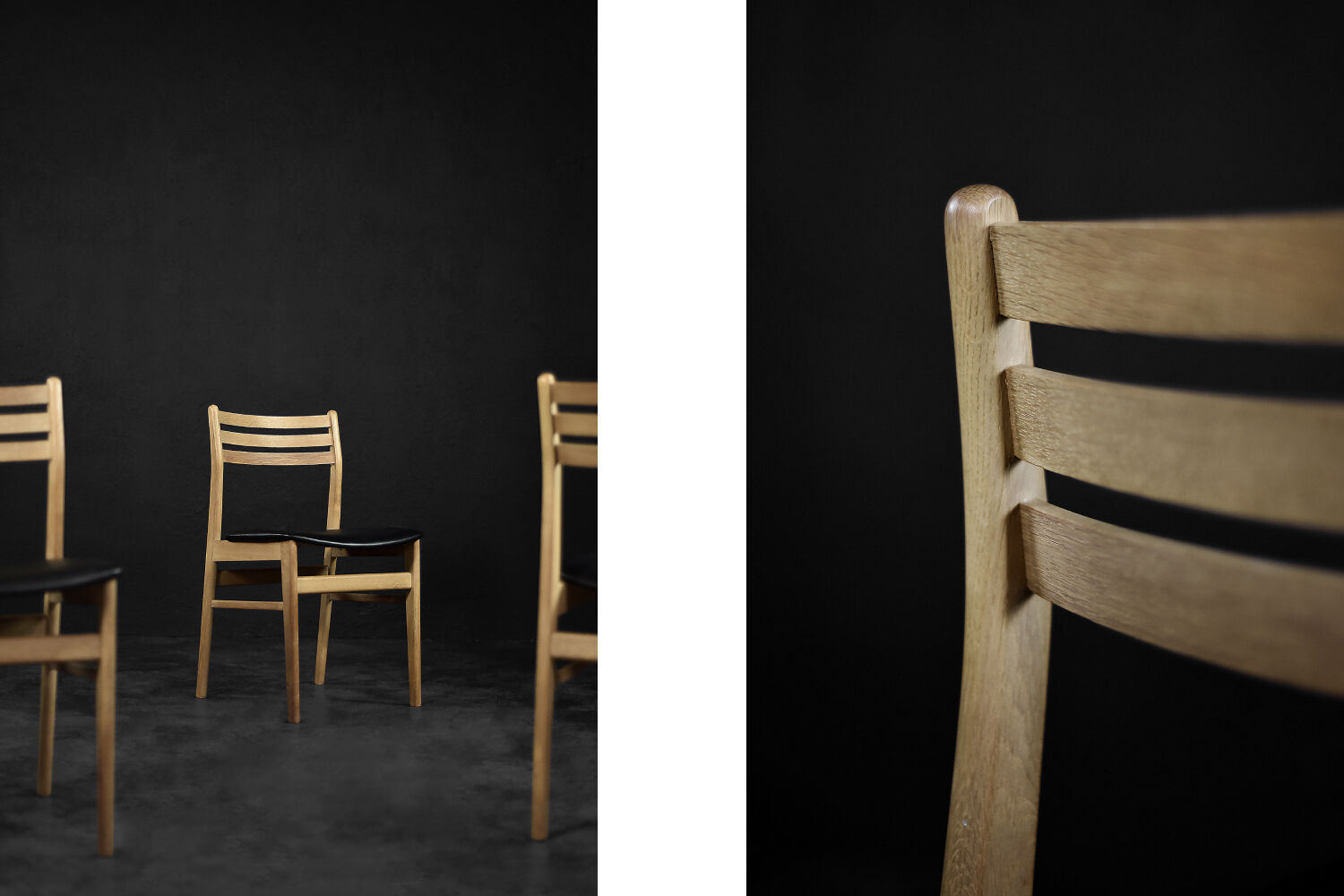 Vintage oak dining chairs in modern Scandinavian mid-century style by Sax Møbelfabrik, 1960s, set of 4.