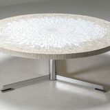 White and chrome mosaic coffee table by Heinz Lilienthal