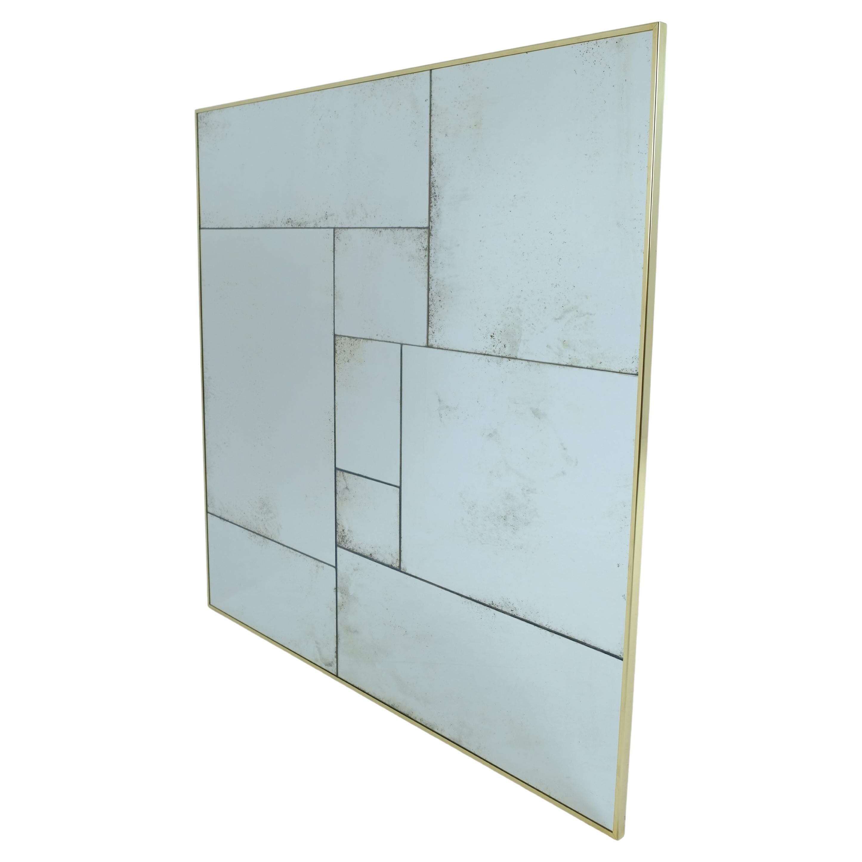 Custom industrial handcrafted mirror with authentic aged brass frame L