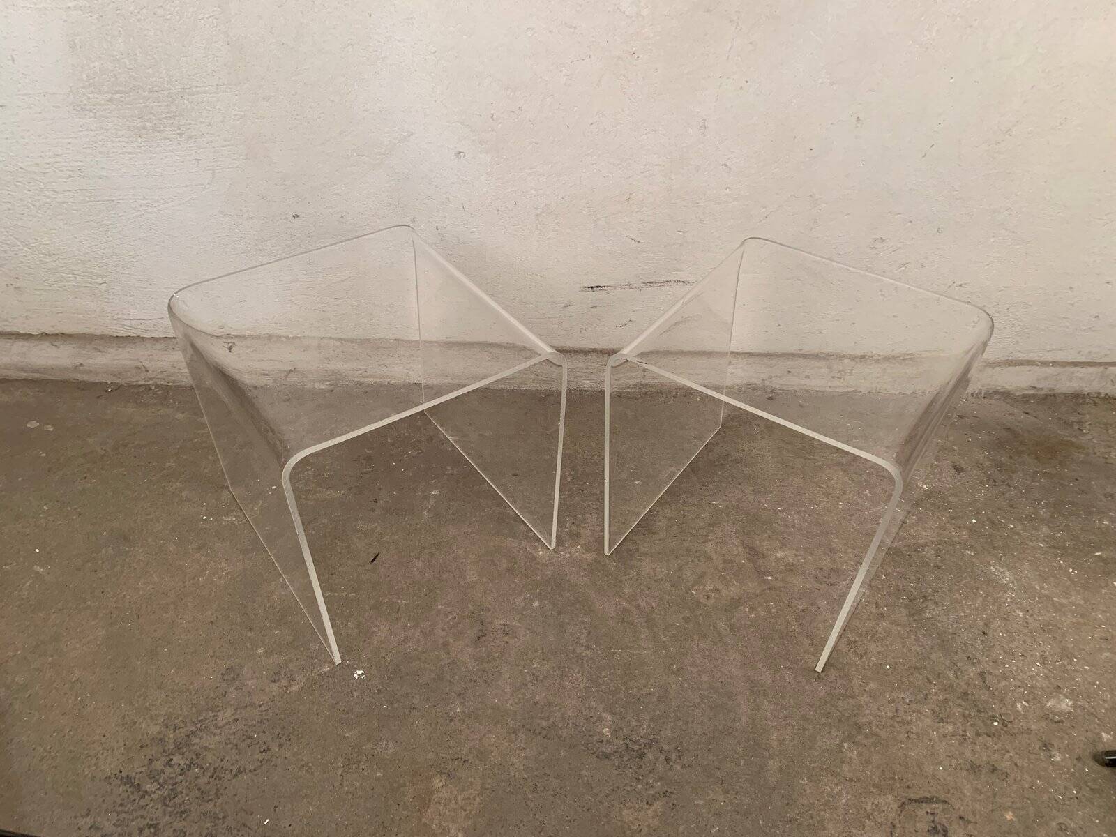 Vintage side tables in acrylic, 1970s, set of 2
