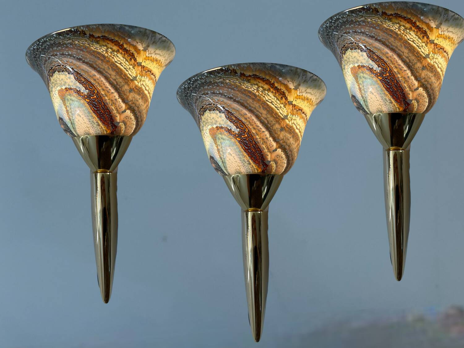 Venetian Art Murano Glass Sconces Set of 3