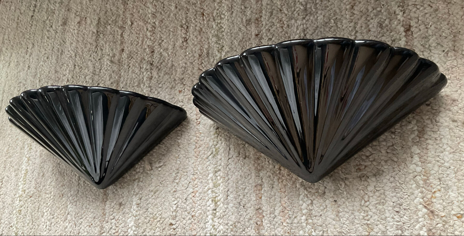Pair of vintage shell wall lights in glazed porcelain