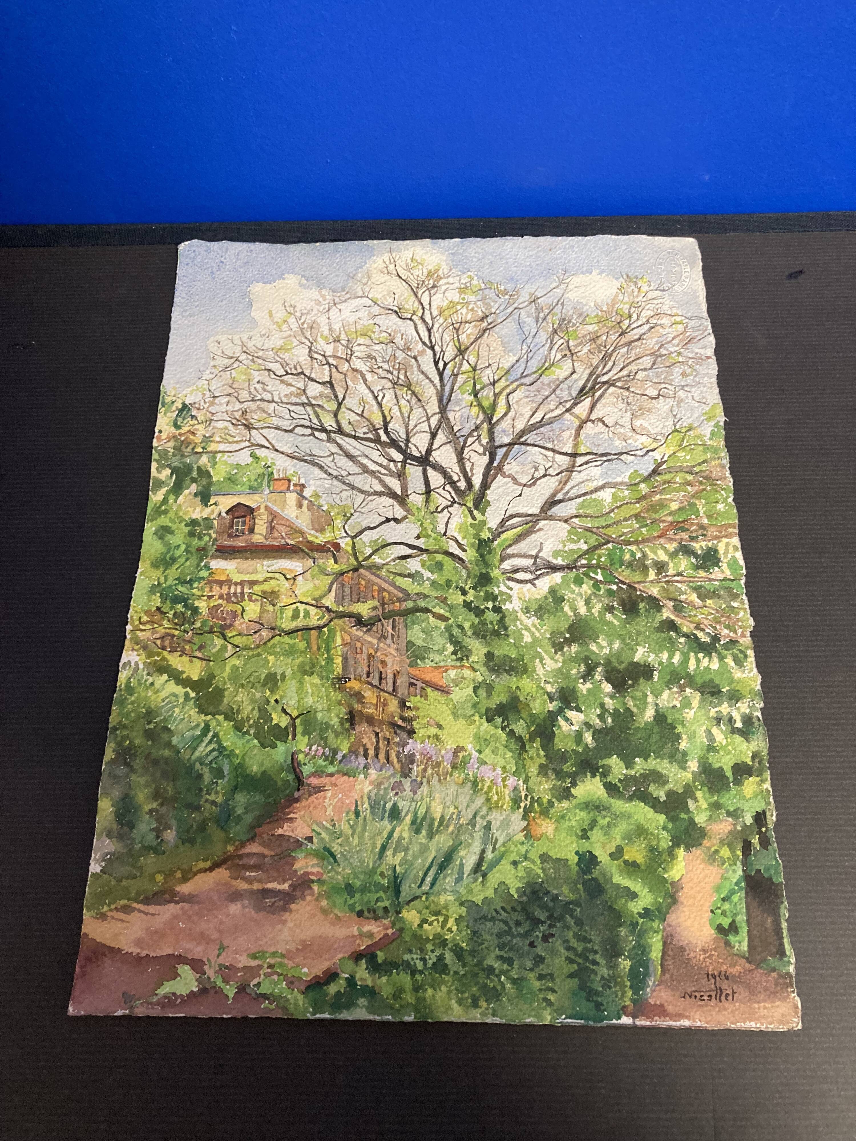 Aquarelle Maison aux Iris