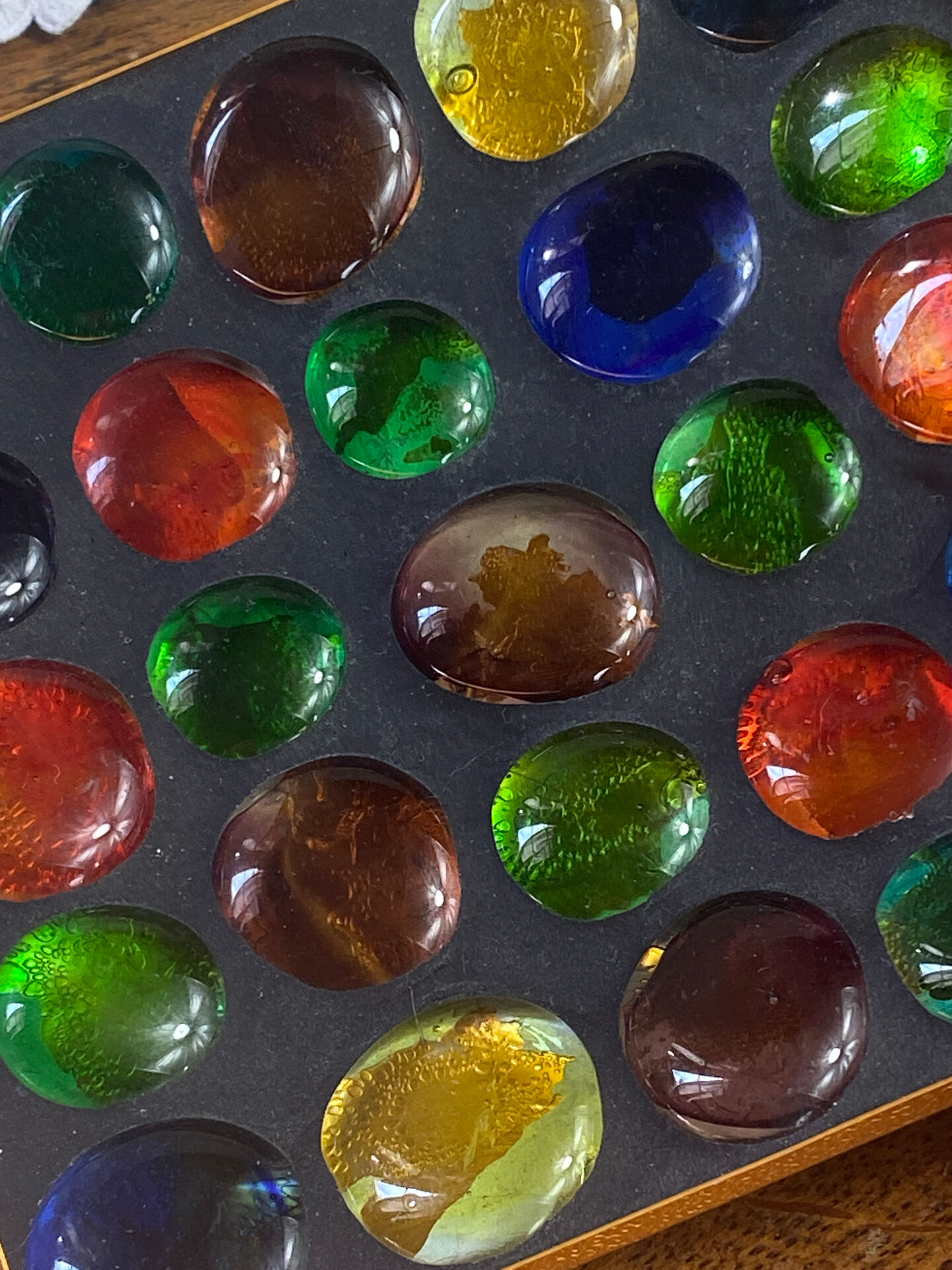 Ashtray, coloured pebbles, 1970s