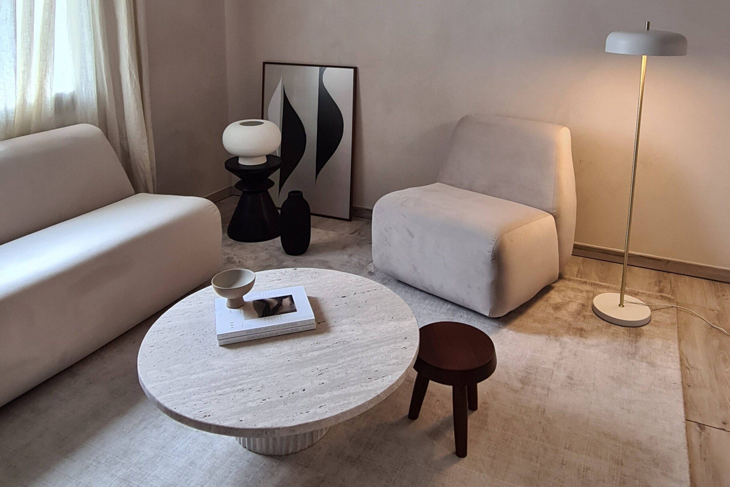 Omega Circular Coffee Table - Natural Travertine