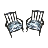 Pair of jungle fabric armchairs