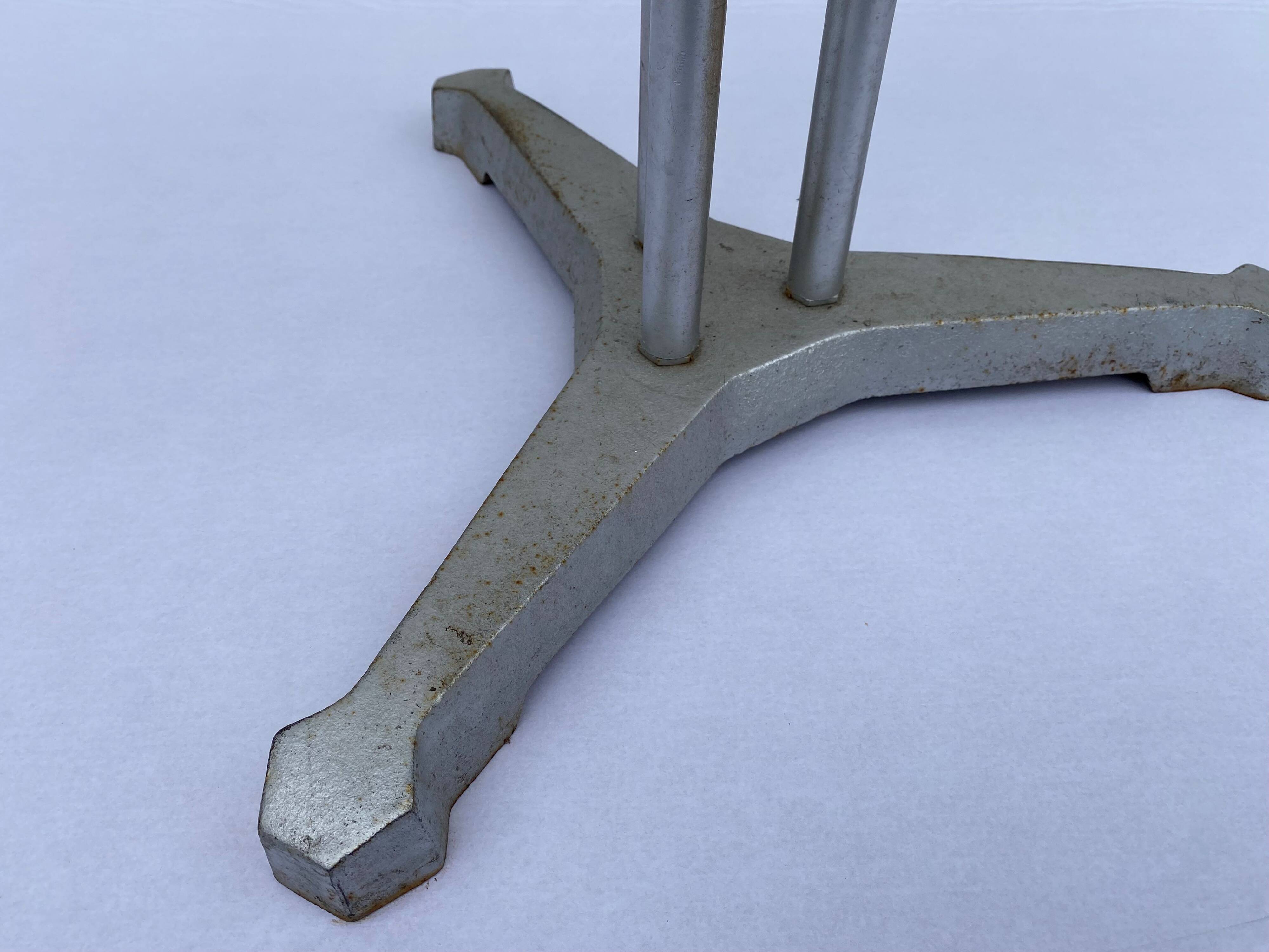 Brown table n1 round bistro bar cafe terrace cast iron foot 1950
