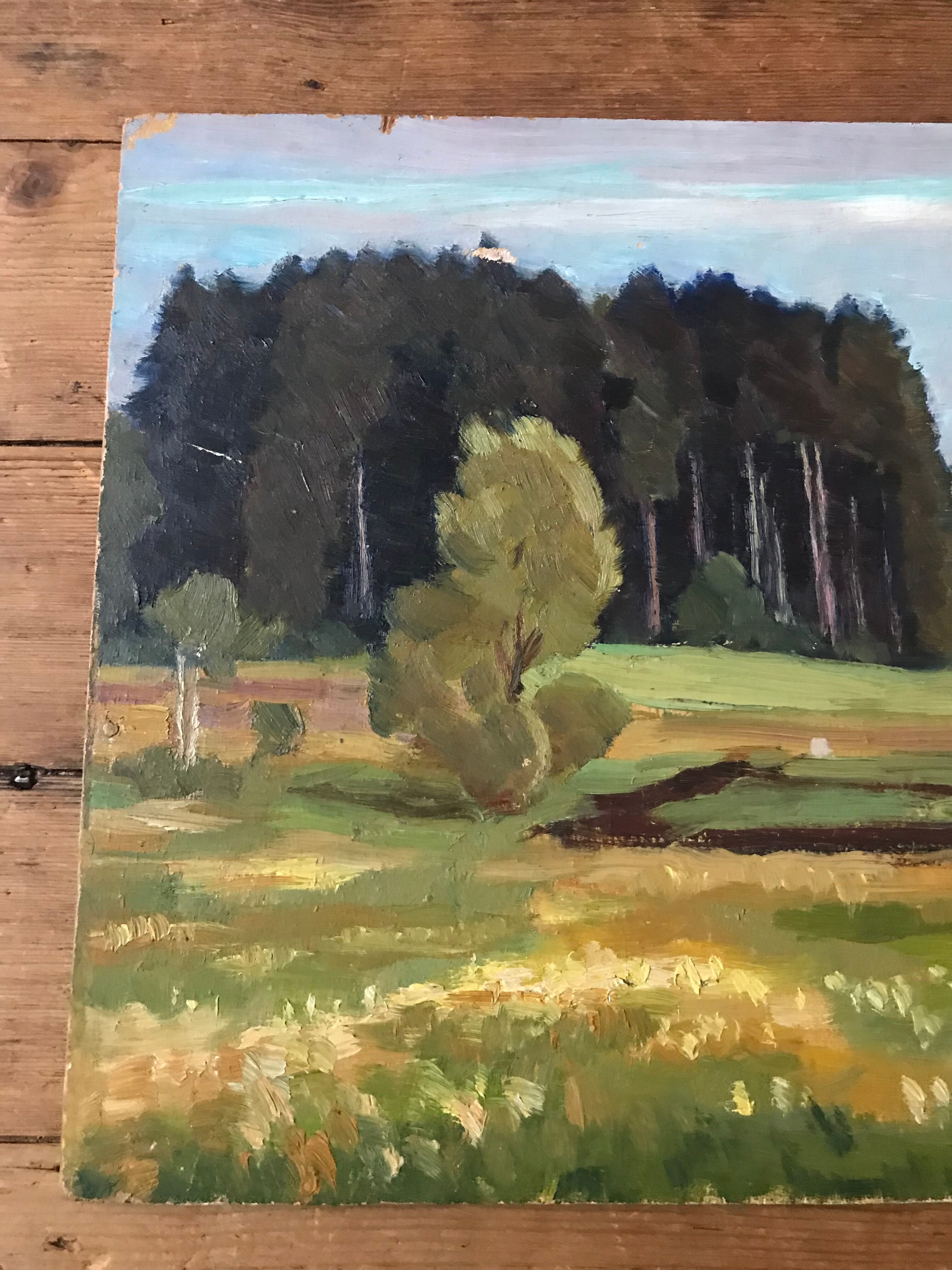 Huile paysage vintage
