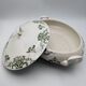 vegetable serving dish tureen earthenware English floral green decoration