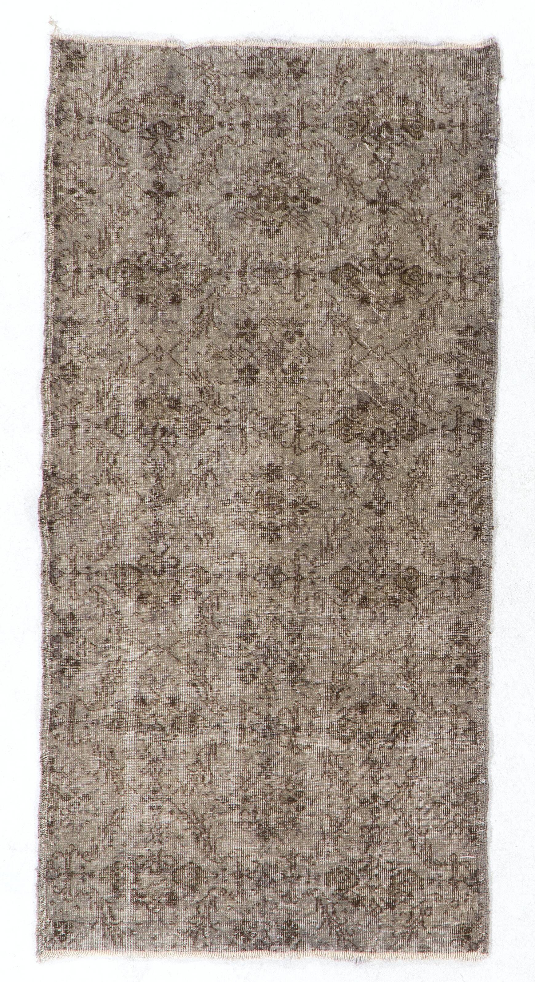 Vintage handmade turkish rug over-dyed in gray color