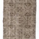 Vintage handmade turkish rug over-dyed in gray color