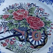 Serving dish Polychrome ceramic Decoration cart of flowers...