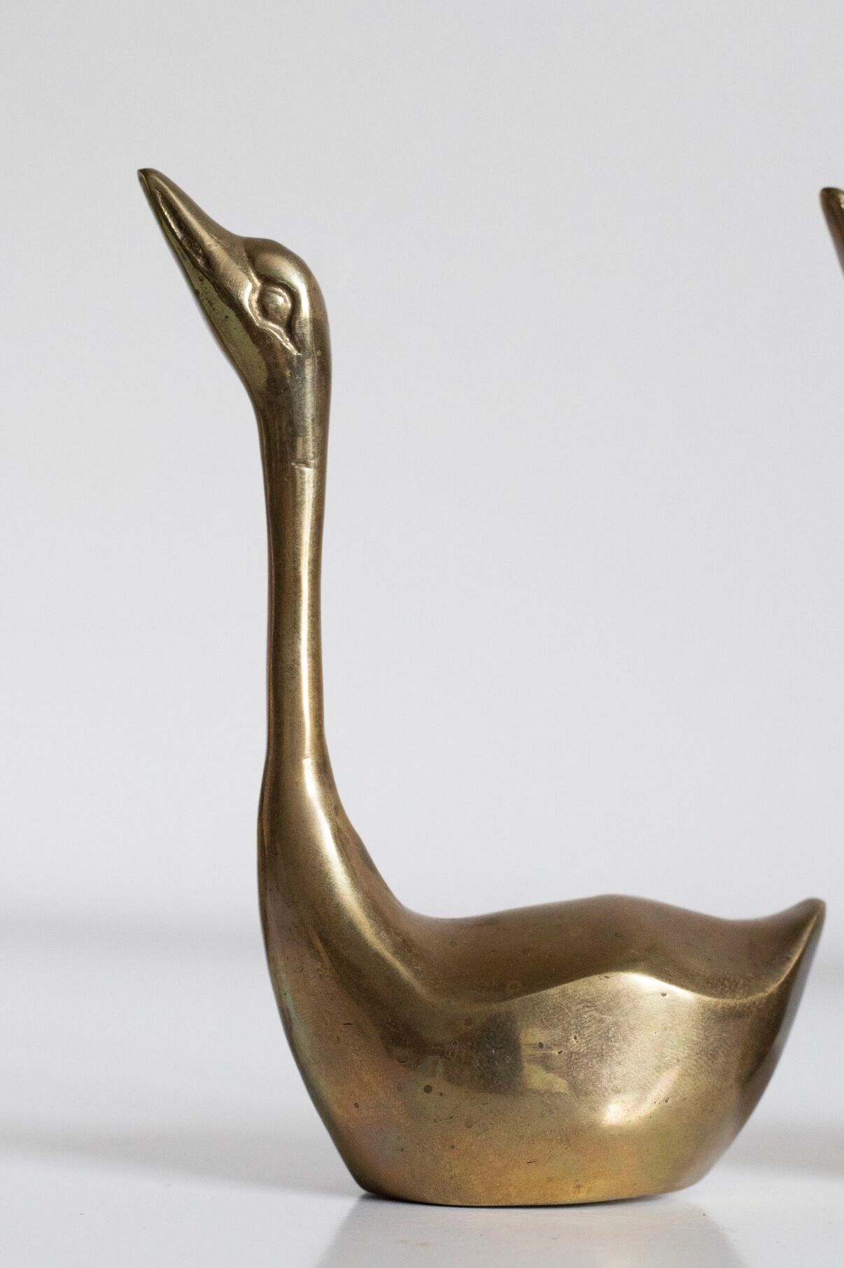 Pair of vintage brass swans