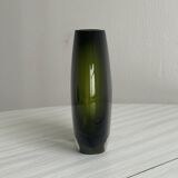 Blown green glass vase