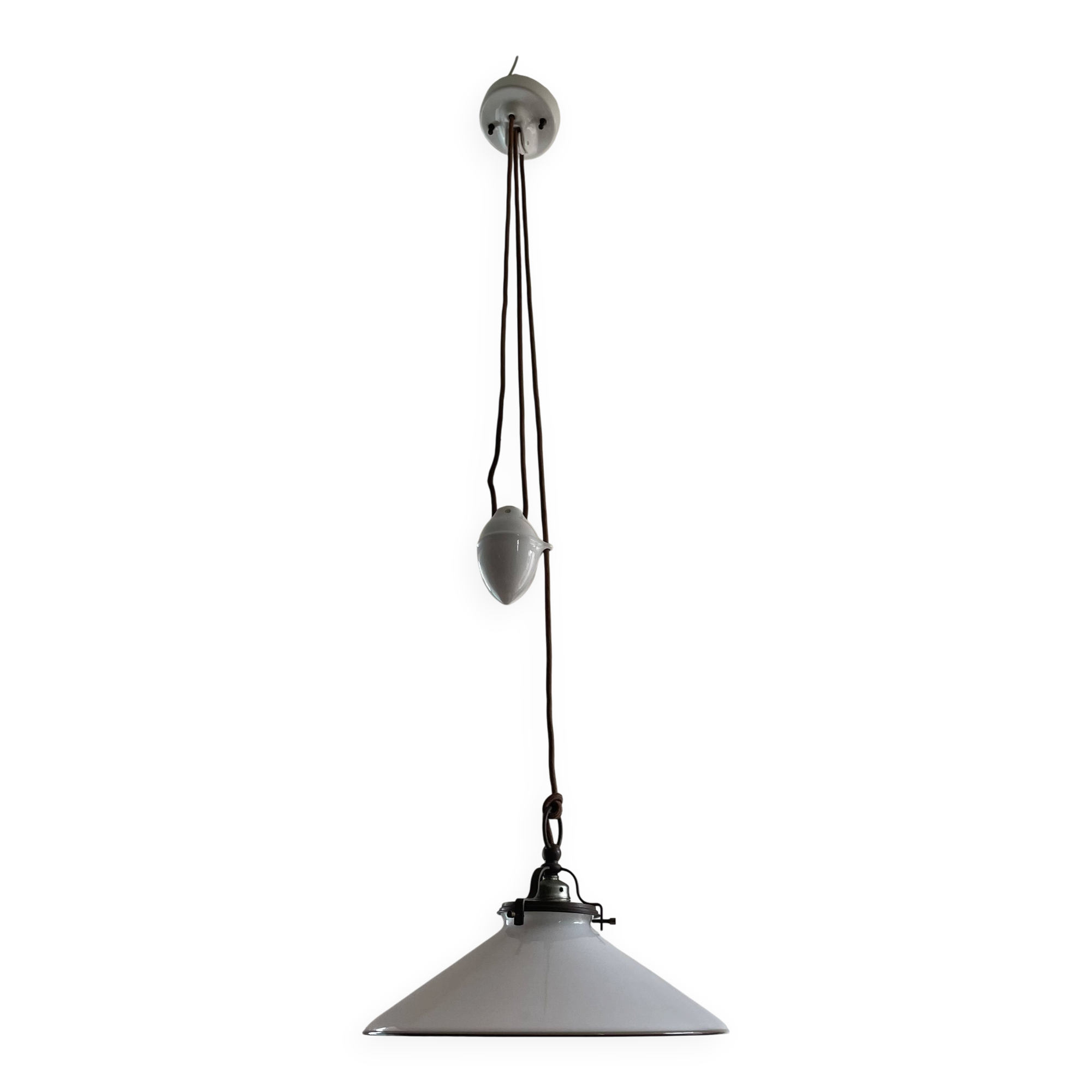 Art Deco porcelain and glass pendant light