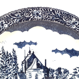Large decorative plate decorations blue landscape diameter 40 cm