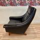Large scandinavian armchair aage christiansen black leather and its ottoman 1950.