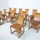 Mid-Century Modern Set of 12 Wood and Leather Chairs, Italy, 1950s