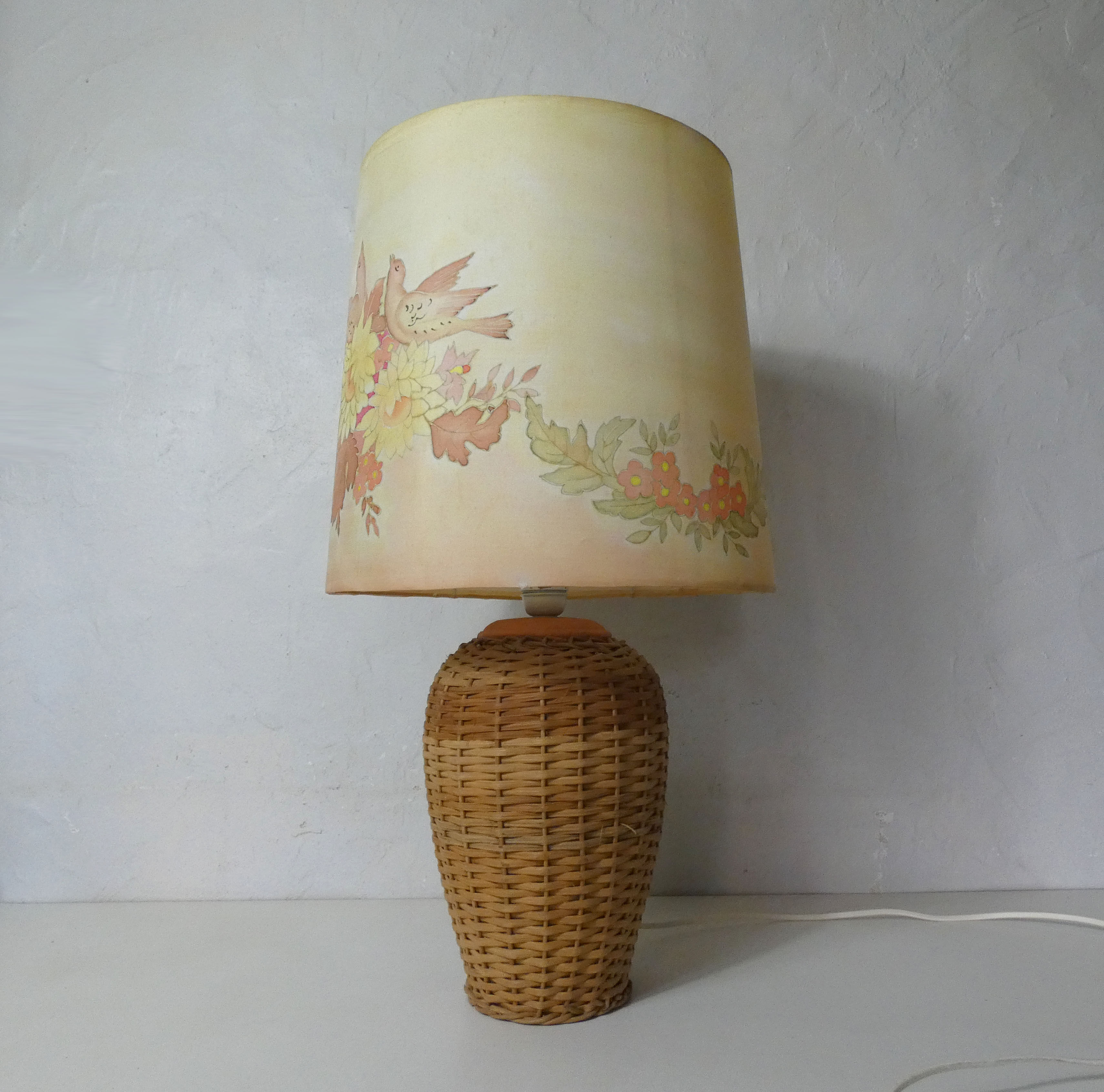 Rattan lamp and silk paint
