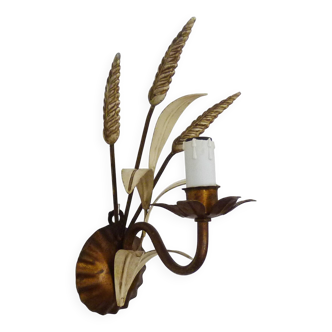 Vintage wall light with golden wheat ears Maison Masca Florence 70s